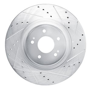 Genesis G70 Brake Rotor (1) - Front Right - R1 Concepts - Drilled & Slotted - Silver - `22-`23